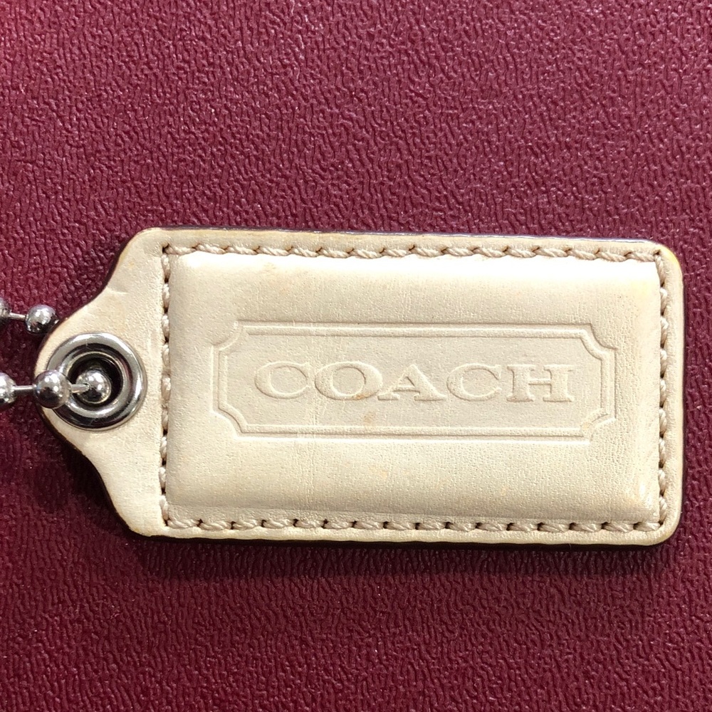 Coach Ivory color Leather hang Tag replacement bag charm 2”